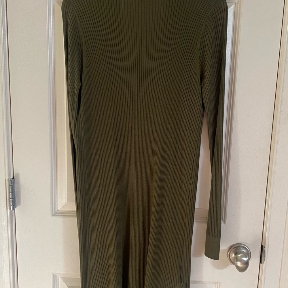 LOFT long open front cardigan. Olive green shade. Size-Small - Picture 2 of 5